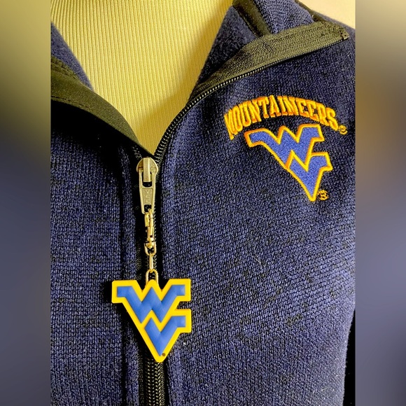 Women’s WVU Mountaineers Zip Up Sweater, Large (12-14), Navy Blue/Gold - Picture 3 of 7